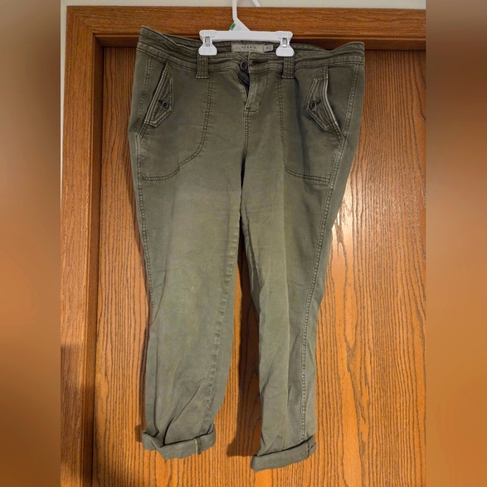 Olive Green Casual Pants